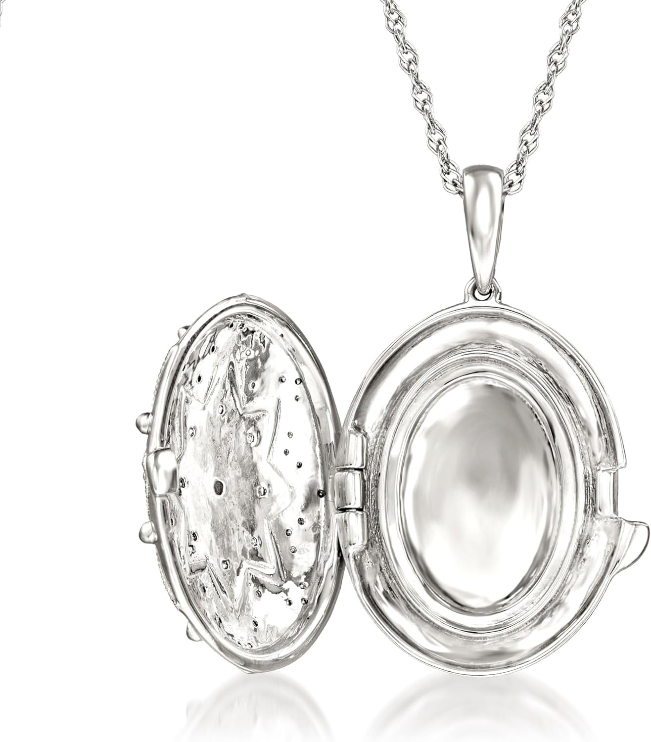 Ross-Simons 0.10 ct. t.w. Diamond Floral Locket Necklace in Sterling Silver