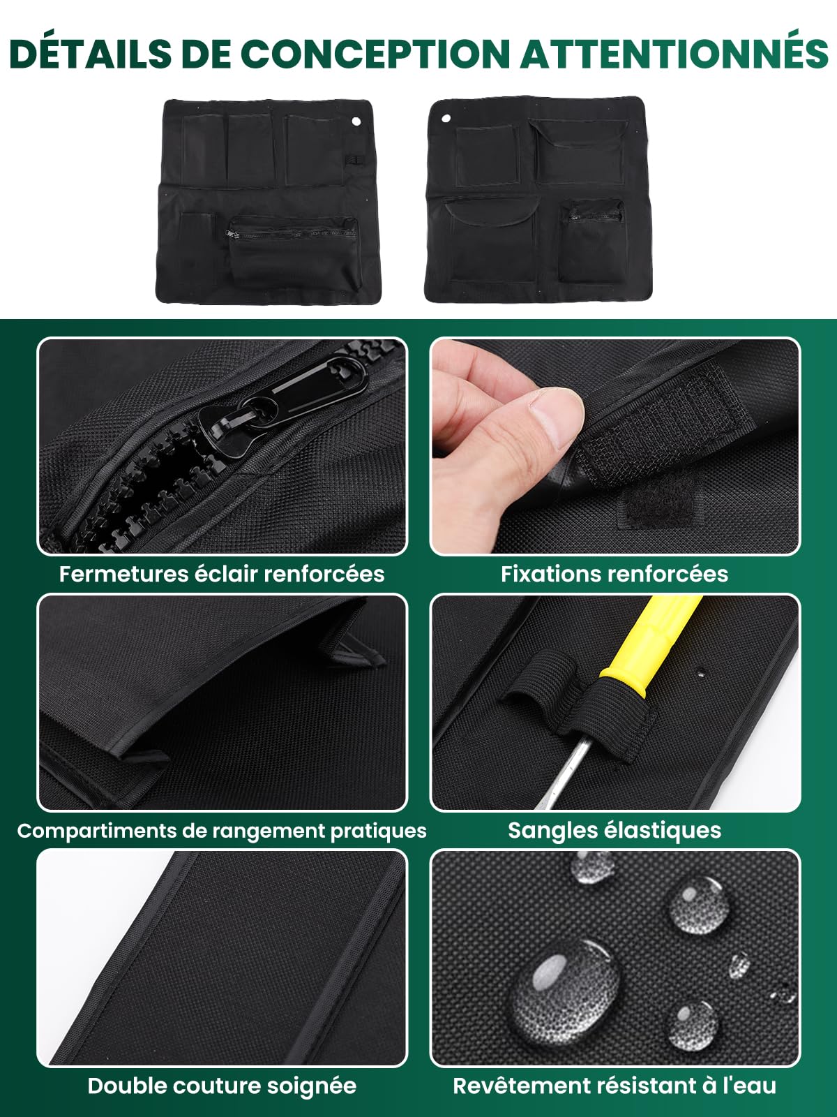 Lot de 2 Organisateurs de Rangement Compatibles avec Ducato Boxer Relay X250 X290 Sacs de Hayon de Porte de Grange Accessoires de Camping de Voiture Sac à Outils Tissu Oxford