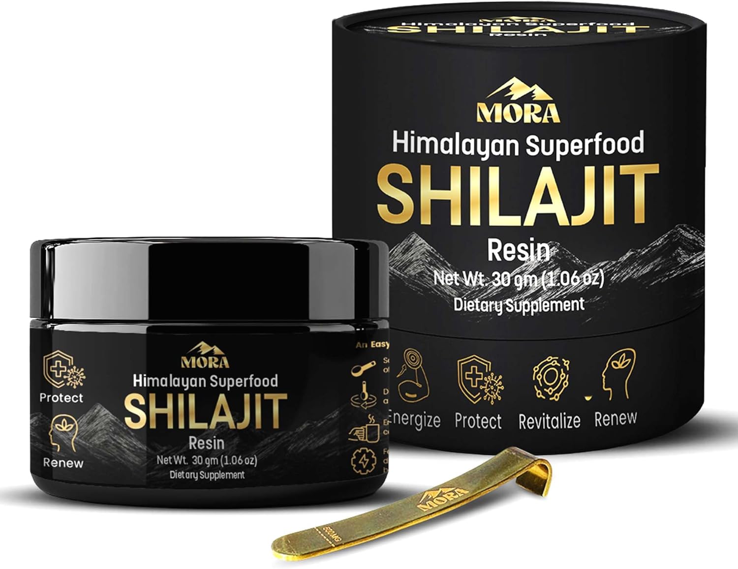 Well Being Mora Himalayan Shilajit Resin | Contains 85+ Trace Elements & 75%+ Fulvic Acid | Mineral-Rich Supplement for Men & Women | 30g