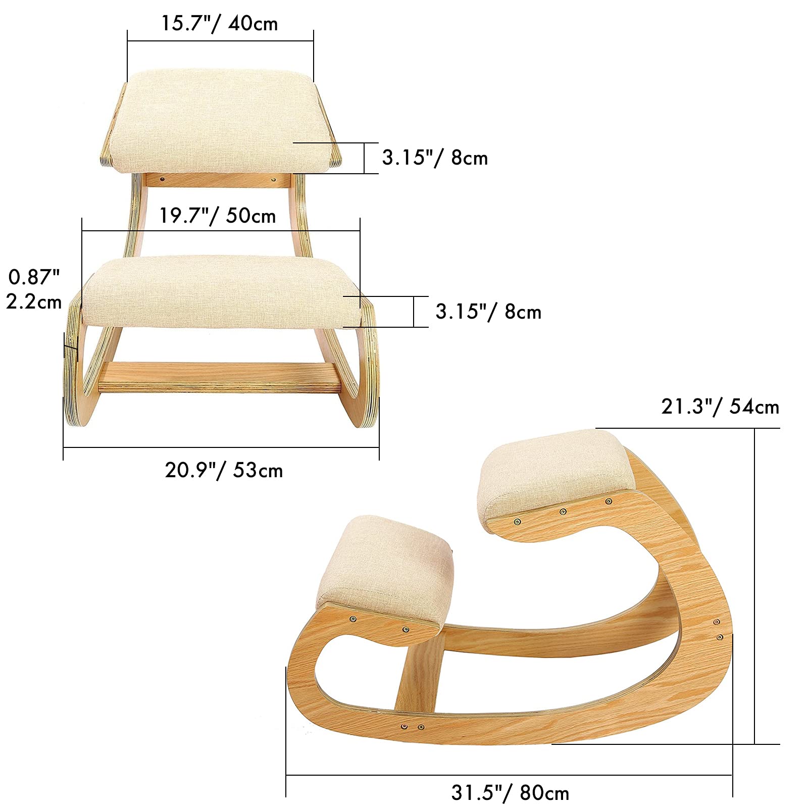 BotaBay Ergonomic Kneeling Chair for Upright Posture, Rocking Chair