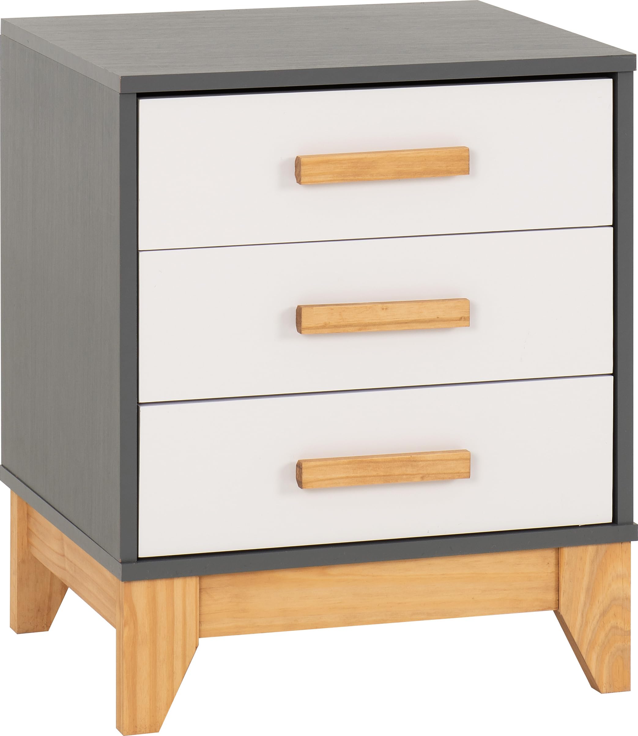 Seconique Cleveland Pine 3-Drawer Bedside Table White