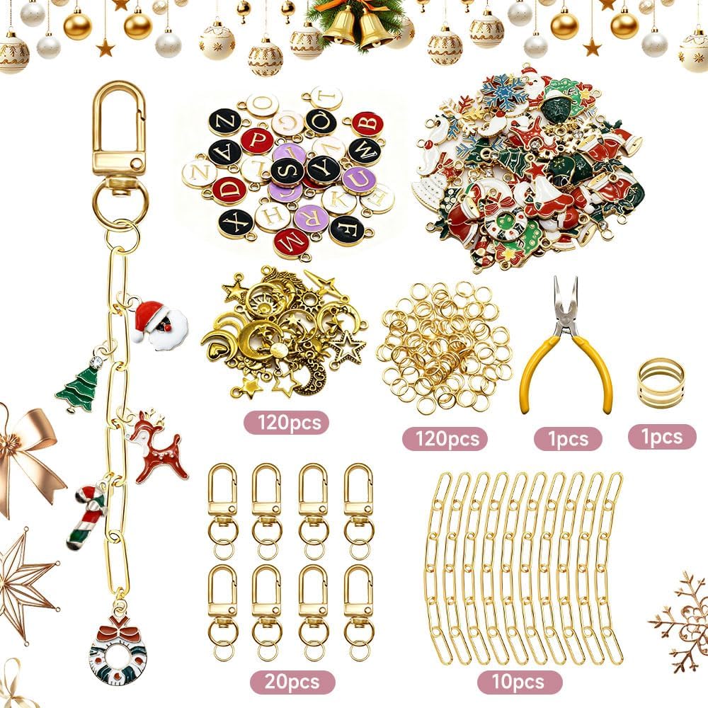 pldnhzua Valentine's Day Gold Lipgloss Keychain Making Kit with Bag Charm Kit and Lip Gloss Charms - DIY Craft Supplies for Teens and Craft Lovers, Perfect for Gifting, Creative Projects - Image 2