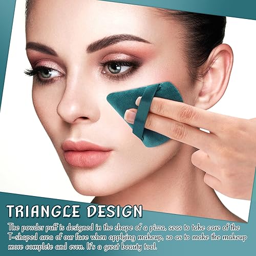 Miniatura 4 de Esponja de polvo triangular, suave terciopelo para maquillaje, esponja de polvo de ajuste de algodón para polvo prensado, polvo suelto, base
