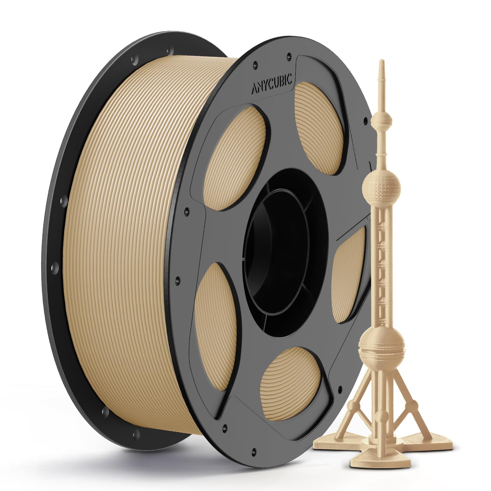 ANYCUBIC PLA+ Filamento 1,75 mm, Elevata Resistenza e Precisione - Materiali per Stampa 3D, PLA Plus Identificazione Intelligente, 1KG Beige | Elevata resistenza agli urti, per la stampa di componenti funzionali, facile da stampare, precisione dimensionale +/- 0,02 mm