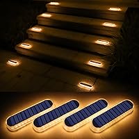 Vista 1 de WILLED Luz solar para cubierta al aire libre, impermeable, paquete de 4 luces solares blancas cálidas, panel de carga solar grande, luz de muelle