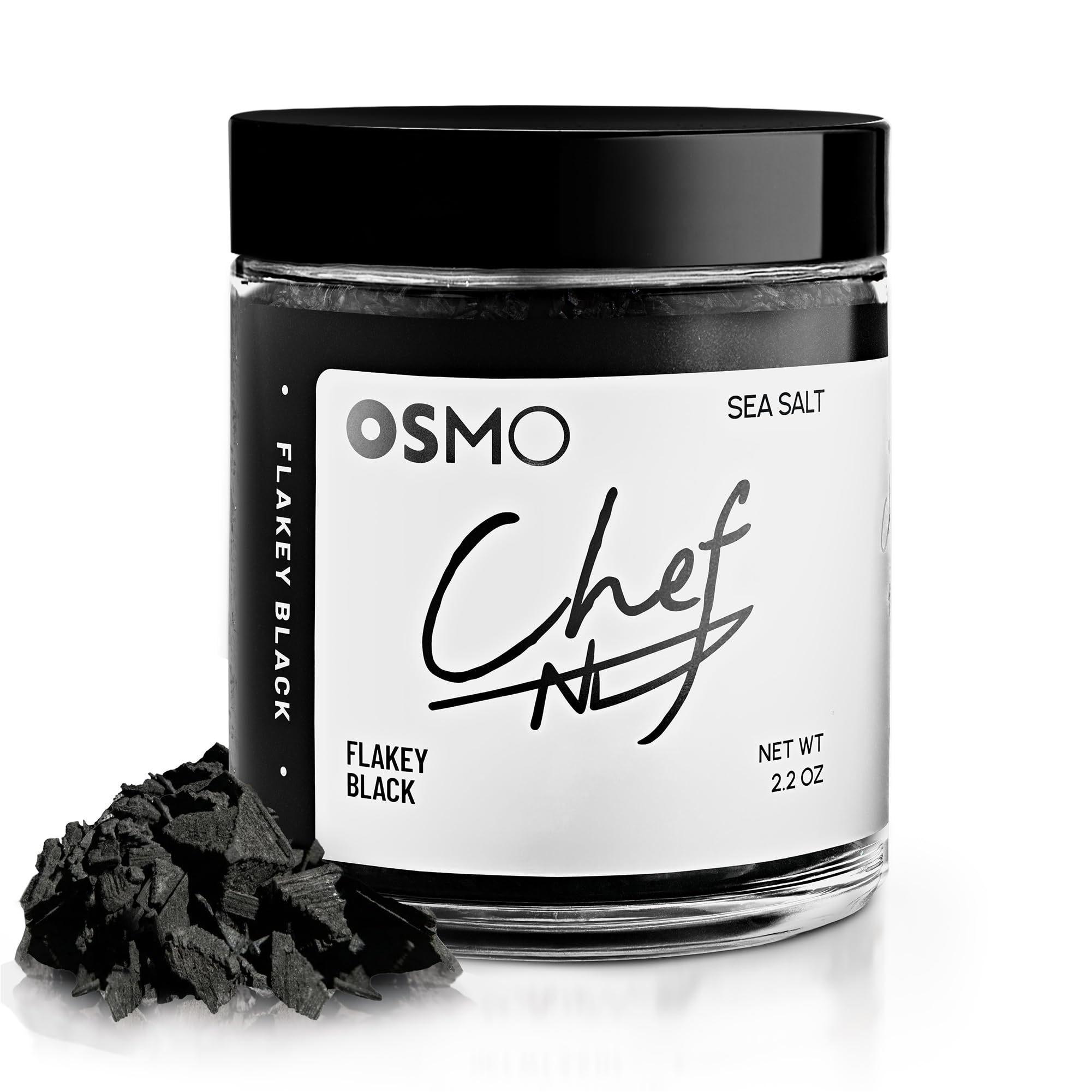 Osmo Black Flakey Sea Salt By Chef Nick DiGiovanni, Premium Sea Salt with Activated Charcoal, Perfect for Seafood & Cocktails, Gourmet Statement for