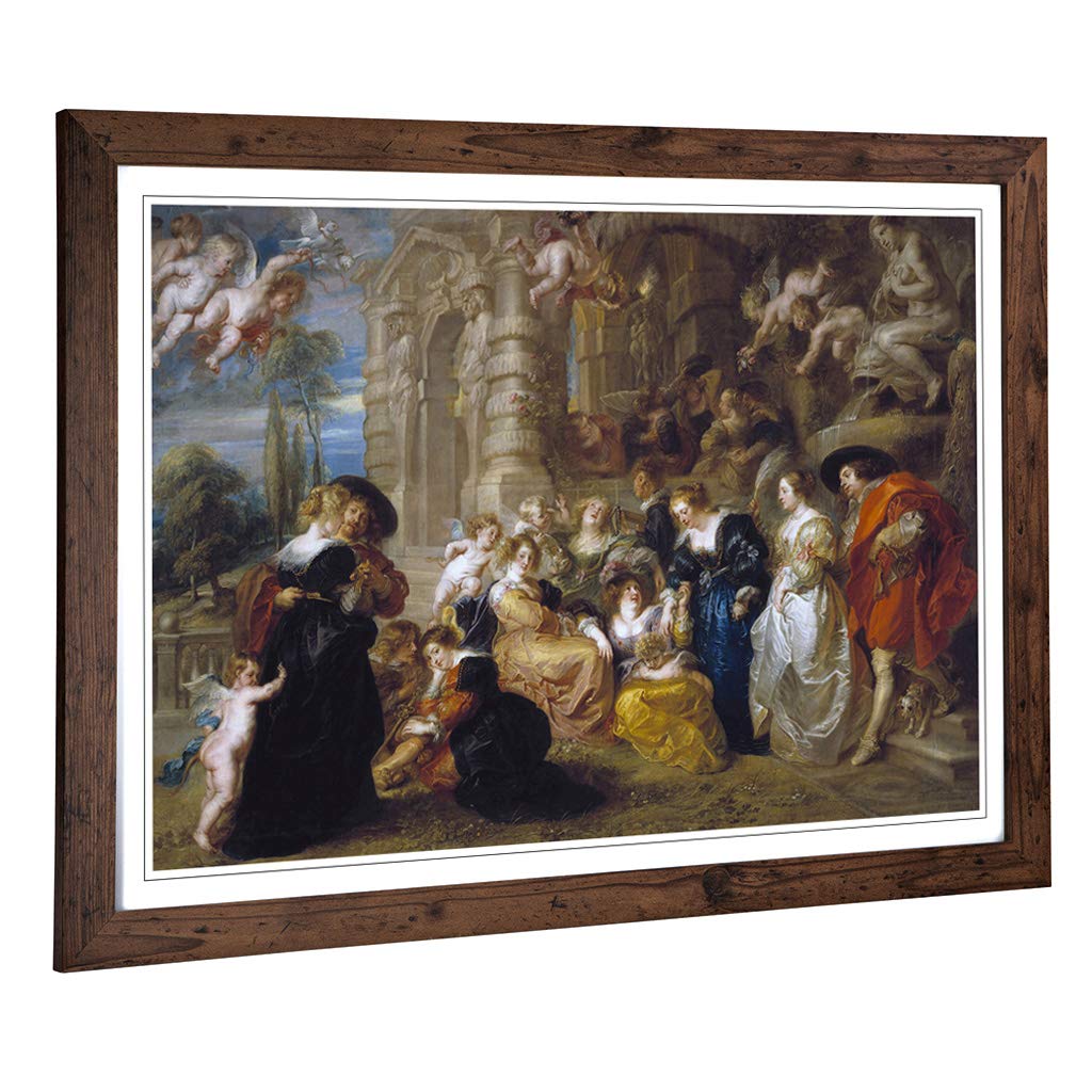 Big Box Art Framed Print of Peter Paul Rubens The Garden of Love Design | Wall Art Picture | Home Decor for Kitchen, Living Room, Bedroom, Hallway, Walnut, A2 / 24.5x18 Inch / 62x45cm