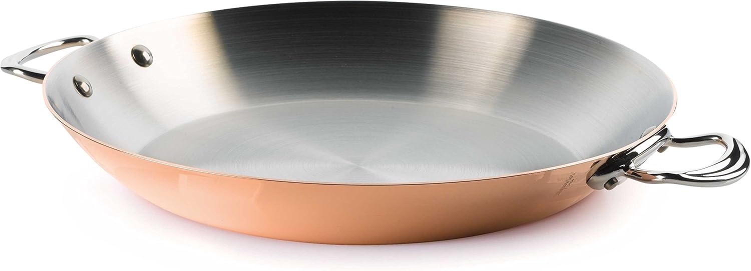 Mauviel M'Heritage 150 S 1.5mm Polished Copper & Stainless Steel Round Pan With Cast Stainless Steel Handle,10.24-in, Made In France