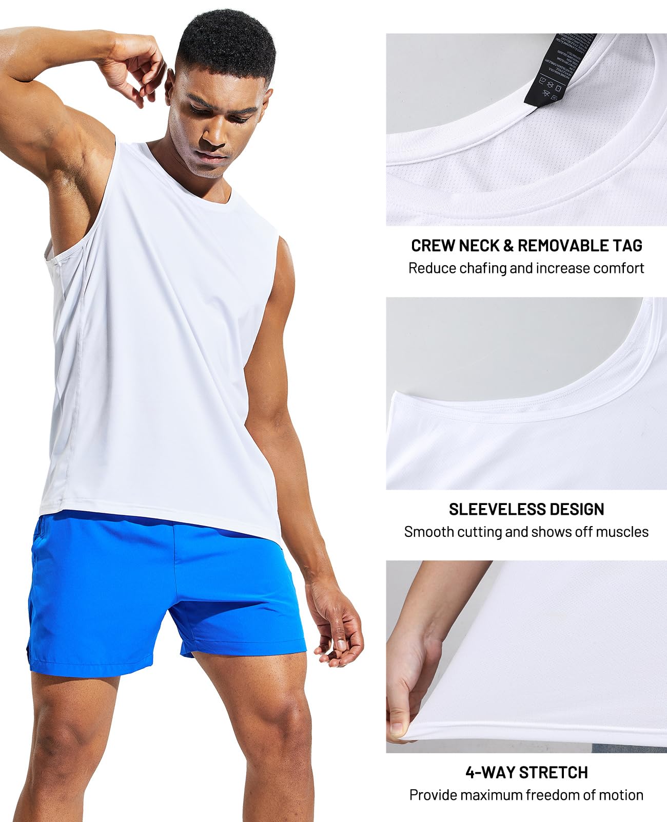 MIER Camiseta sin mangas para hombre, de ajuste seco, para correr, atletismo, gimnasio, deportes, entrenamiento, absorbe la humedad