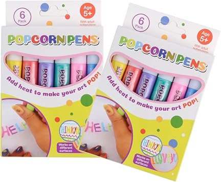 YTDRM2pc Magic Puffy Pens, Puffy Bubble Pen Puffy 3D Art Safe Pen, Magic Popcorn Pens, Magic Colour DIY Bubble Popcorn Drawing Pens for Greeting Birthday Cards Kids