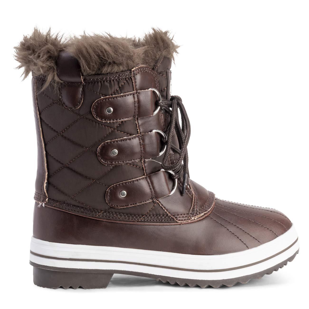 Polar Womens Snow Boot Nylon Short Winter Snow Rain Warm Waterproof Boots - Brown - 7-40 - CD0032