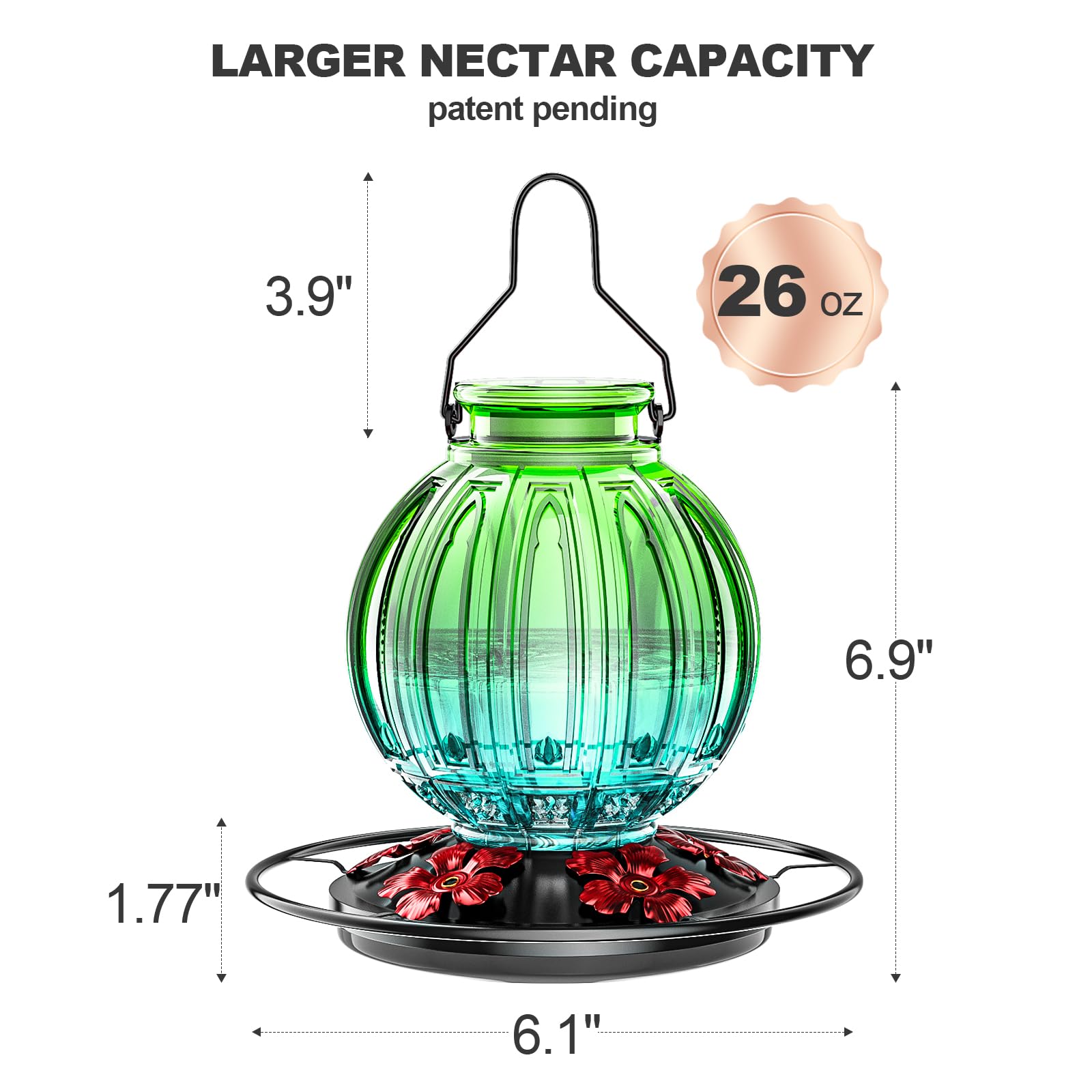 Kolibri-Futterstation Aus Glas – Mit 5 Blumenöffnungen, Sitzstange, 740 Ml, Auslaufsicher, Für Garten