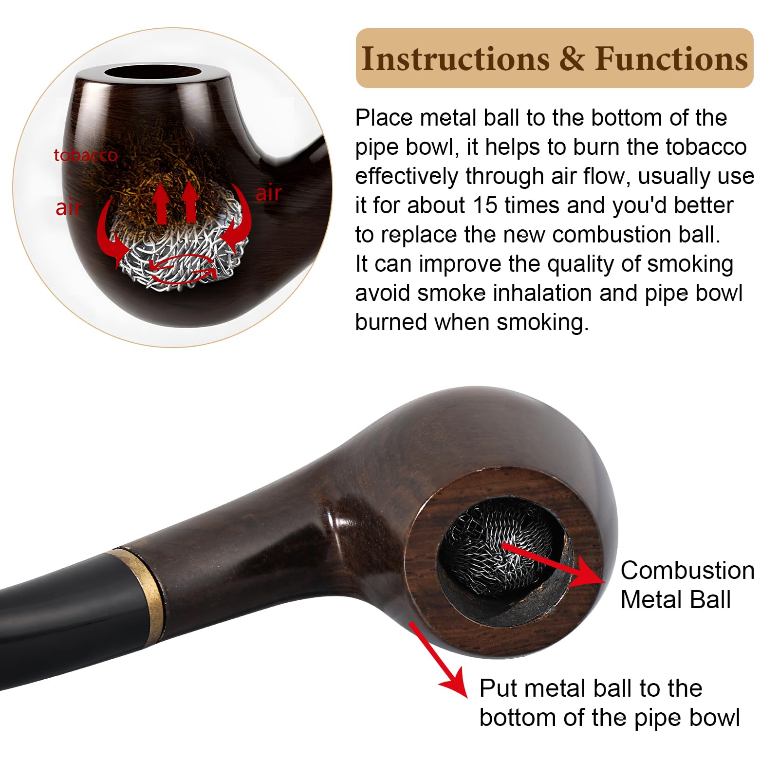 Amazon.com: Joyoldelf Tobacco Pipe Set, Handmade Ebony Wood Pipe, Smoking  Pipe Kit with Scraper, 9mm Filter and Pipe Cleaners, Perfect Beginner Pipe  Kit for Smoking with Complete Accessories and Gift Box :