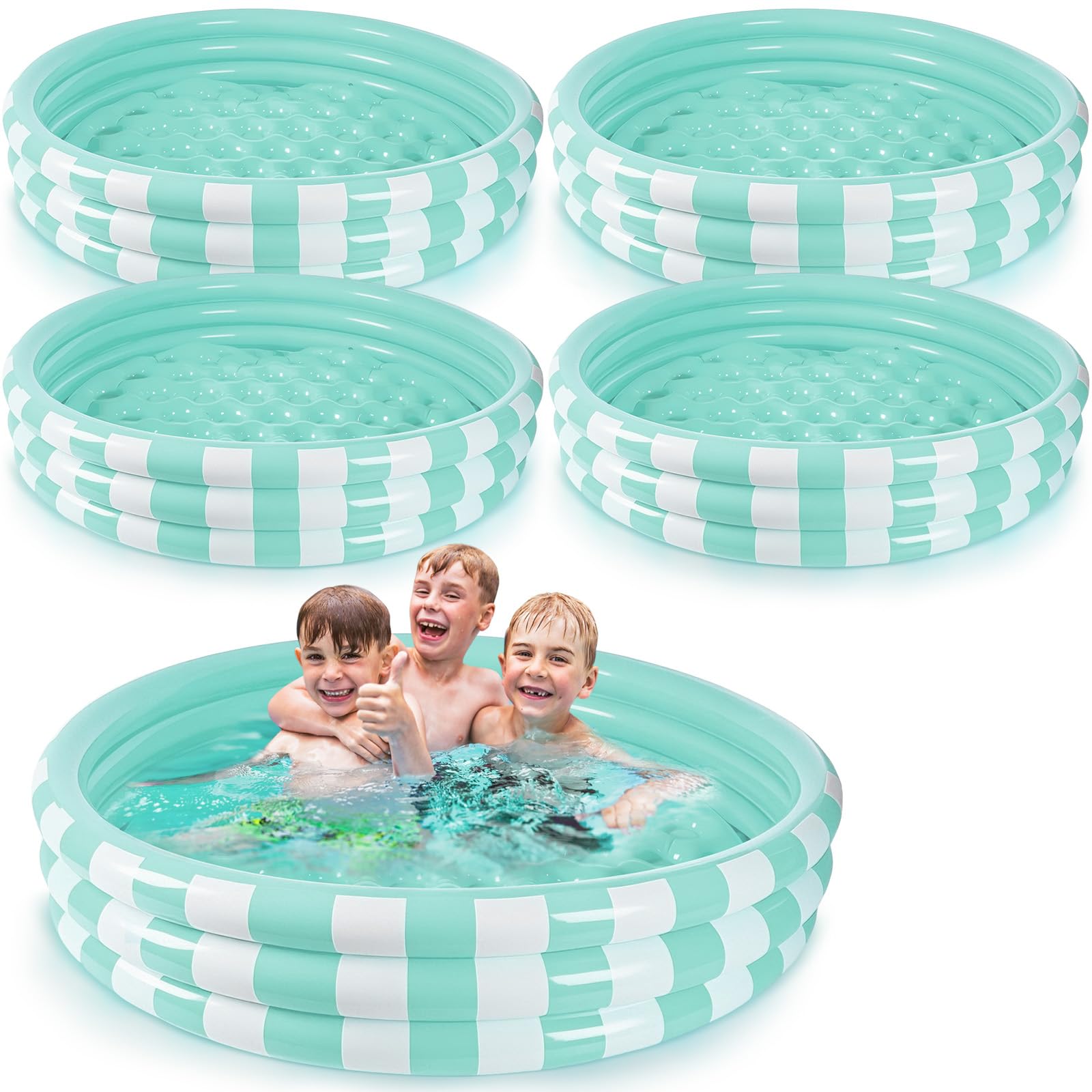 VioraWhite 4 Pack Inflatable Kiddie Pool for Toddler Kids 48"x10" Round Baby Swimming Pool Small 3 Rings Baby Pools for Indoor Outdoor Water Game Play