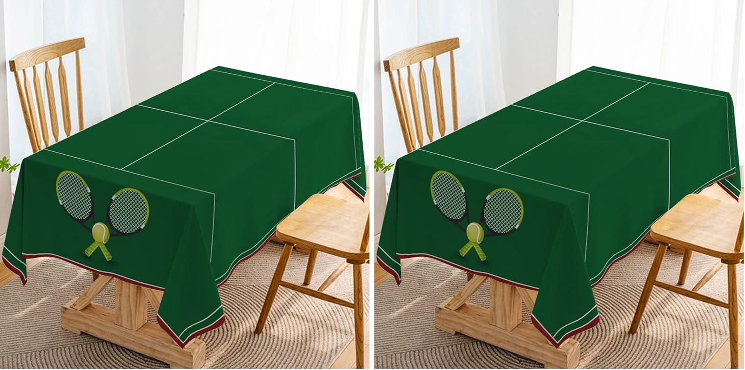 Hafangry Tennis Court Tablecloth Tennis Themed Birthday Party Decoration Indoor Outdoor Table Cover Home Dining Room Kitchen Table Decor-60×84inch (Pack of 2)