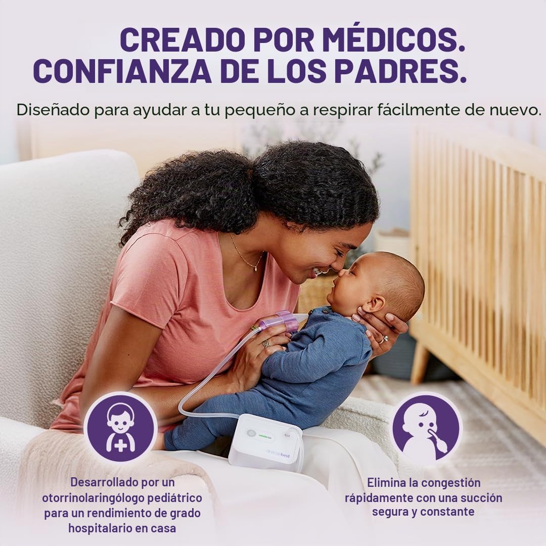 Dr. Noze Best NozeBot - Aspirador nasal eléctrico para bebé | Aspirador nasal recargable diseñado por ORL pediátrico para la eliminación suave del moco nasal en bebés y niños pequeños