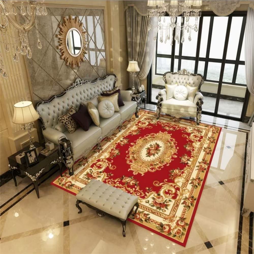 Tapis de salon géométrique rétro rouge foncé au charme intemporel