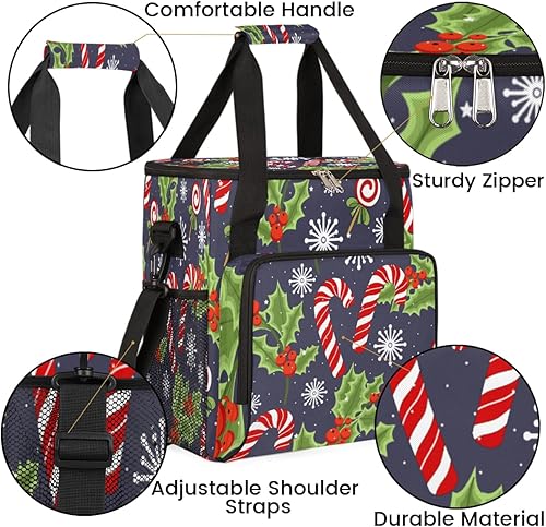 Miniatura 6 de FengQuGou Bolsa de café de Navidad con diseño de hojas de acebo y bayas, bolsa de almacenamiento de viaje compatible con Keurig K-Mini o K-Mini Plus