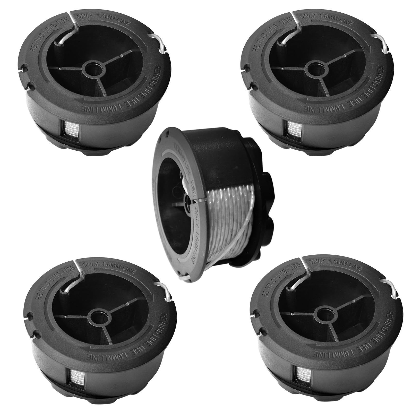 Bosch F016800570 Replacement Trimmer Spool, 1.6mm x 6M String Trimmer Spool Line, Strimmer Spool for Bosch Universal GrassCut 18 18-26 18-260 Grass Trimmer (5 spool)