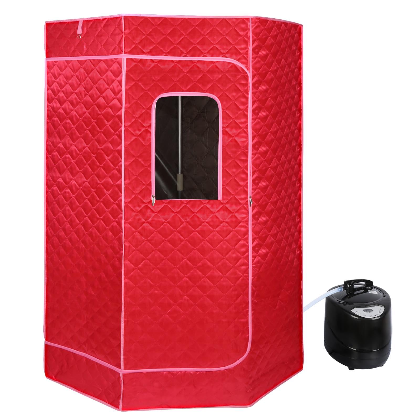 Sauna a vapore portatile, sauna pieghevole cabina, Personal Spa at home, temperatura 9 livelli con telecomando, può essere utilizzato da due persone, 90 x 90 x 180 cm (rosso)