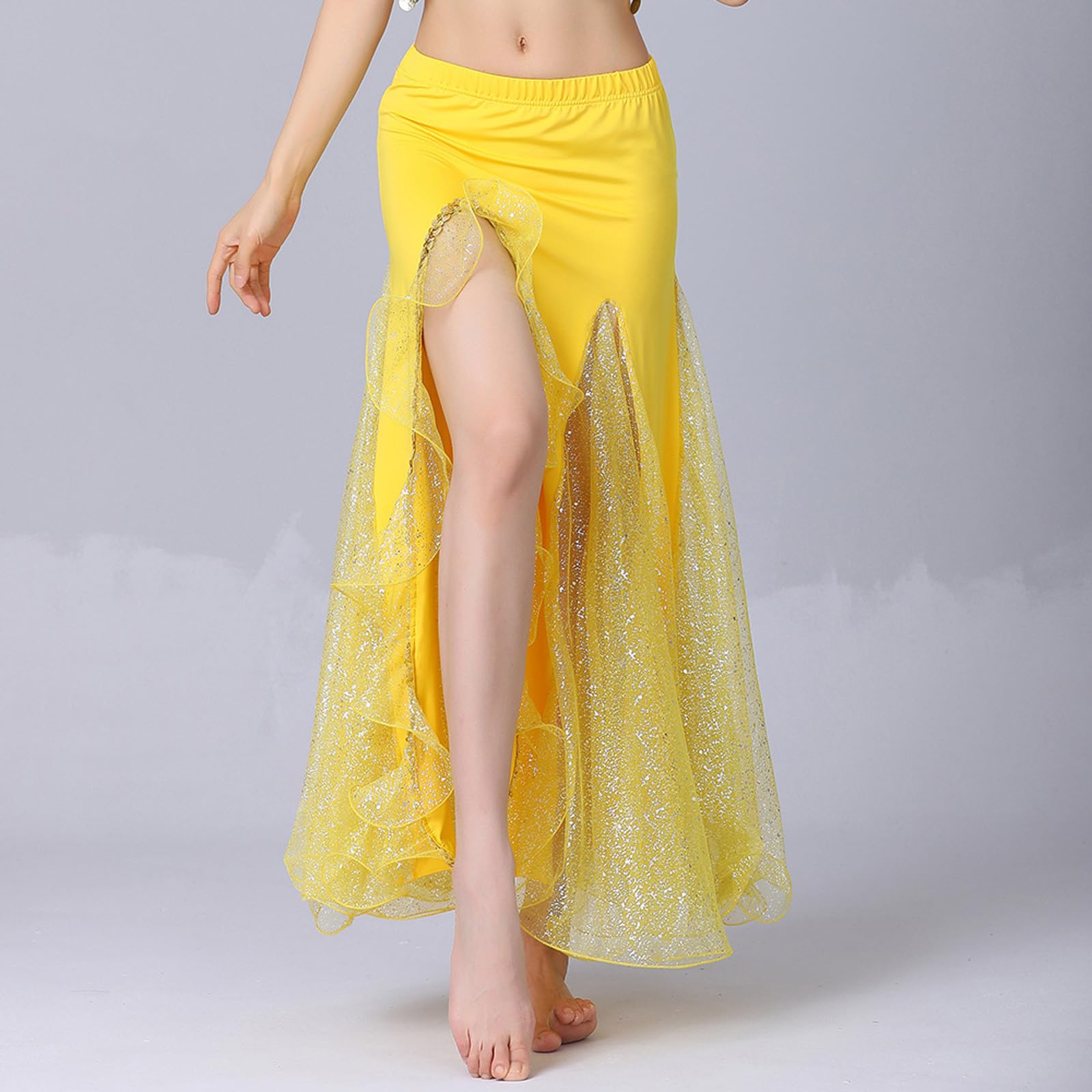 Élégante jupe portefeuille à paillettes avec fente haute pour femmes, robe de carnaval en tulle 2026 pour adultes