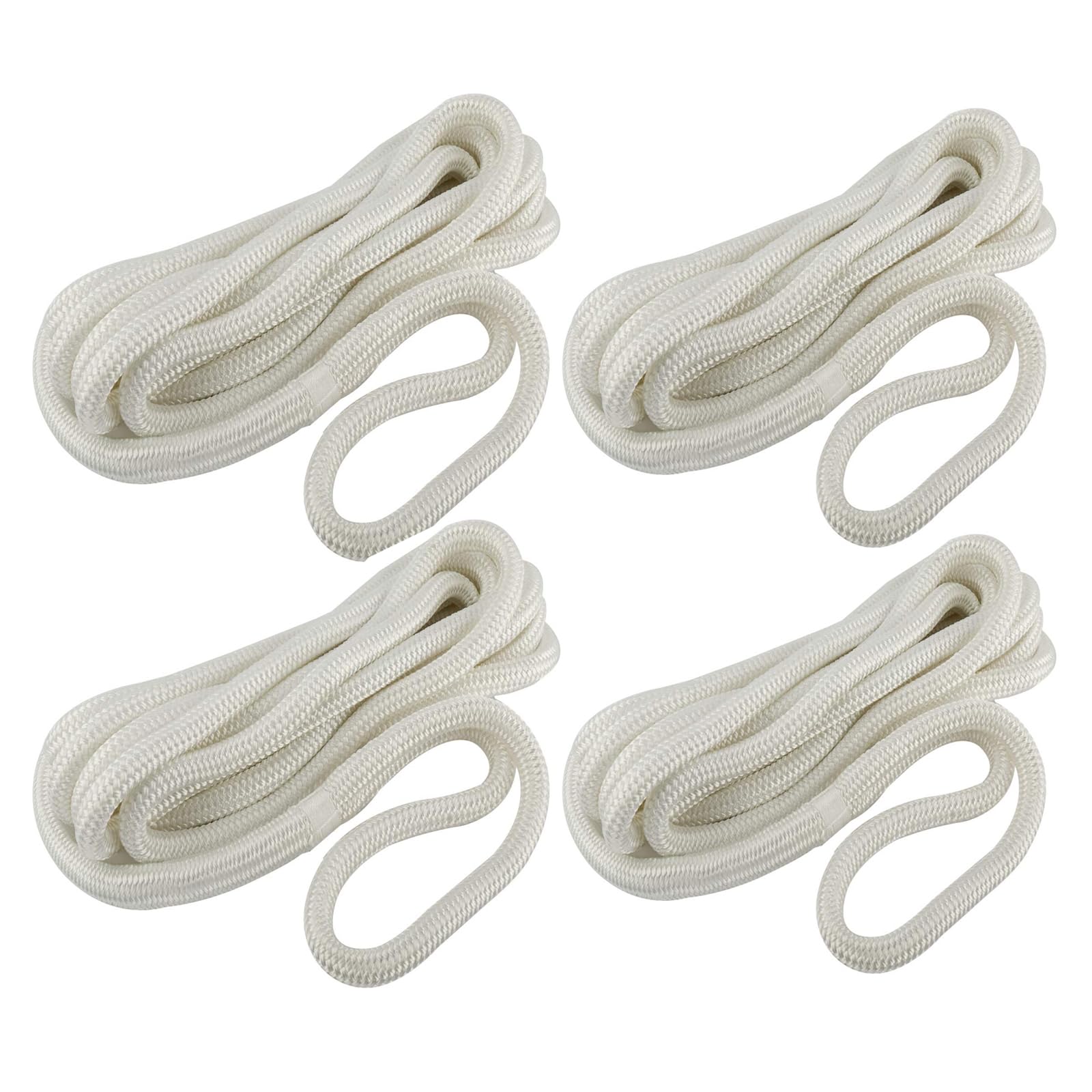 FreeTec 4 TLG Bootsseil Boot Fenderleine Nylon Dockline Festmacherleine Fenderseil mit Auge 16mm Durchmesser 7.6m lang Weiss