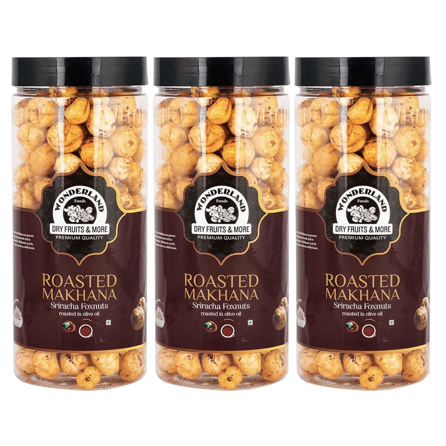 WONDERLAND FOODS Roasted & Flavoured Sriracha Makhana (Foxnut) 300g Jar (100gX3) (B079Z43K71) Amazon Price History, Amazon Price Tracker