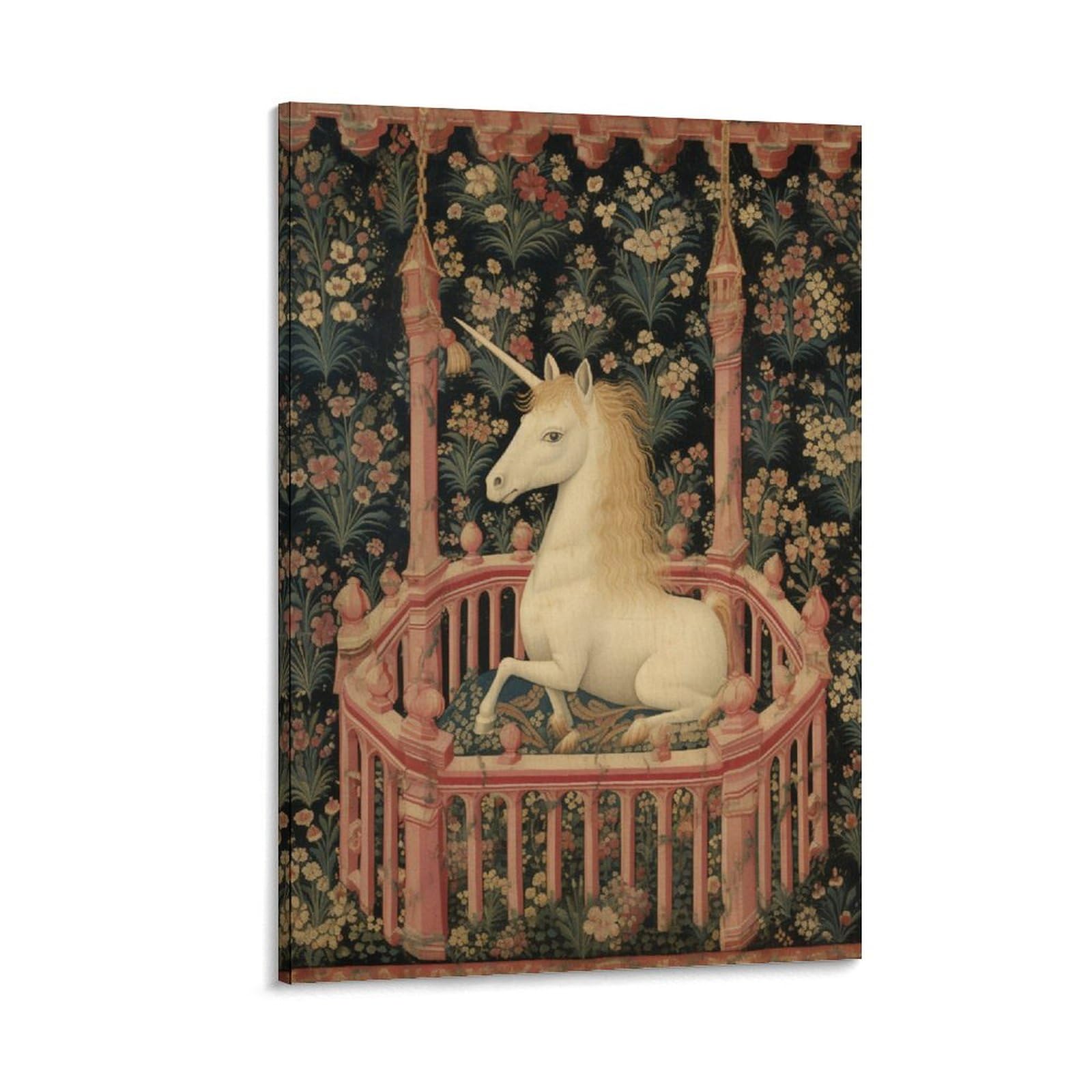 Foccar Frame-Farmhouse White Unicorn Canvas Wall Art Farmhouse White Unicorn Wall Decorations For Living Room Rustic Garden Retro Animal Hang Pictures Wall Artwork