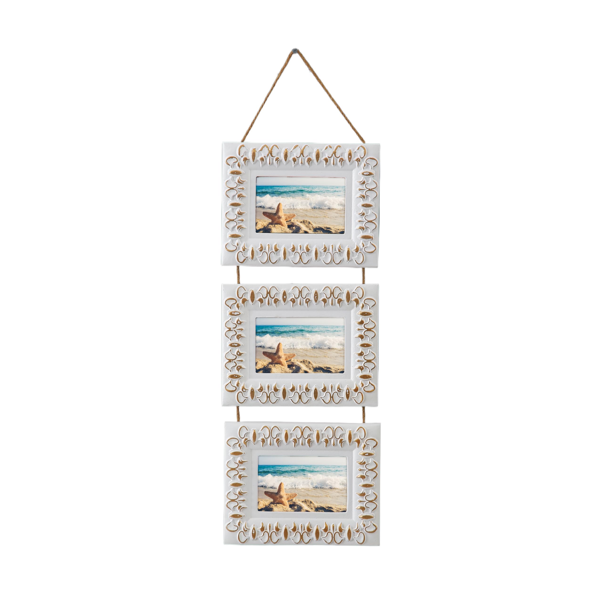 Cadre photo vintage en bois blanc vieilli rustique, cadeau idéal pour la maison