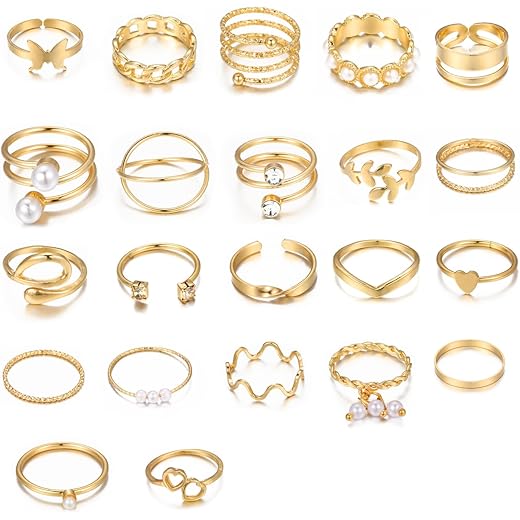 Shining Diva Set of 22 Gold Plated Rings