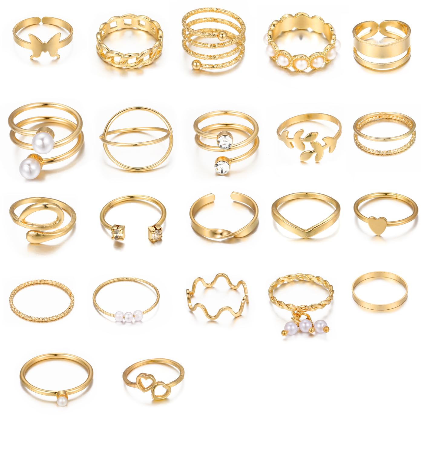 Set of 22 Latest Stylish Gold Plated Rings for Women and Girls (16362r)