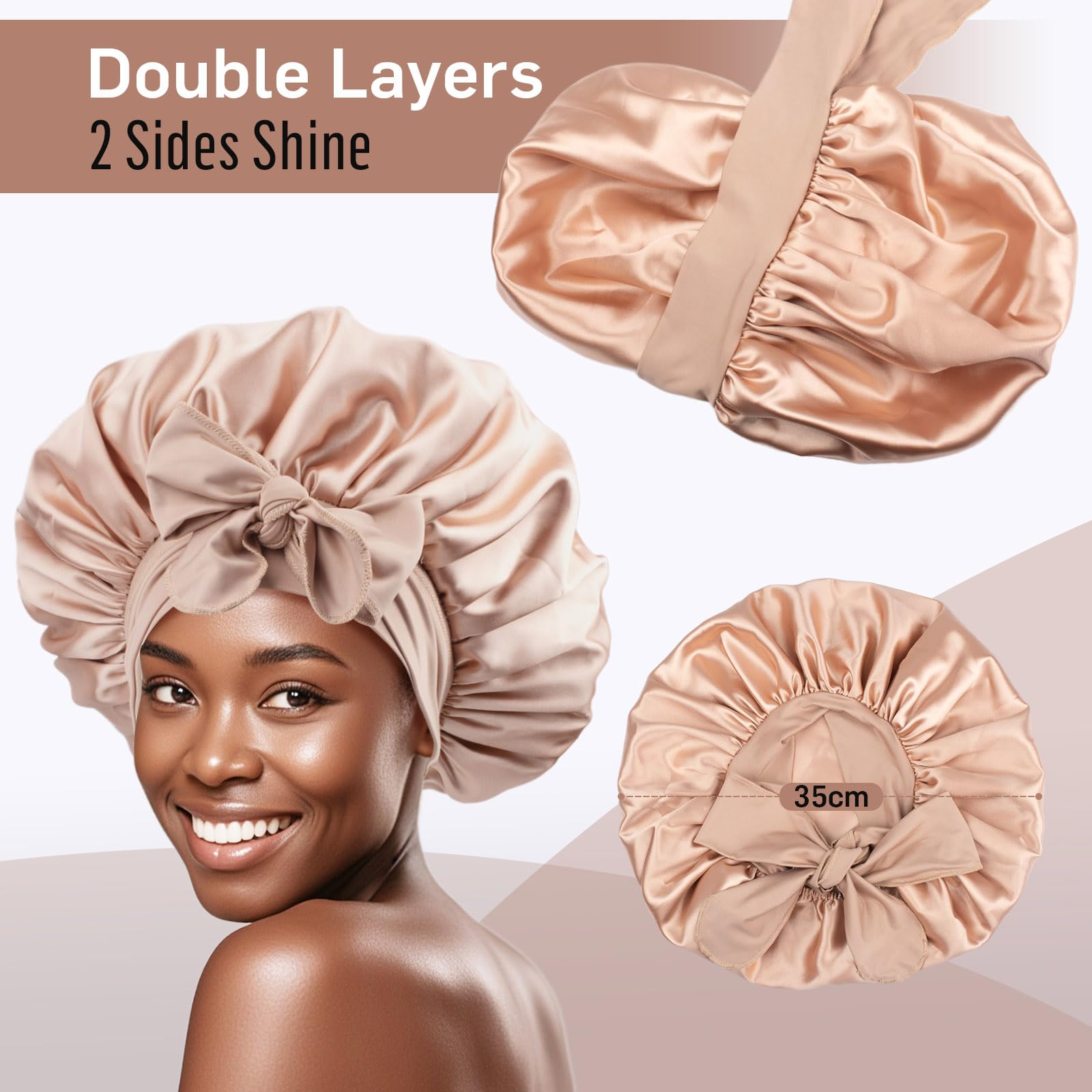 Galsangflower Double Sided Satin Bonnet with Tie - Image 3