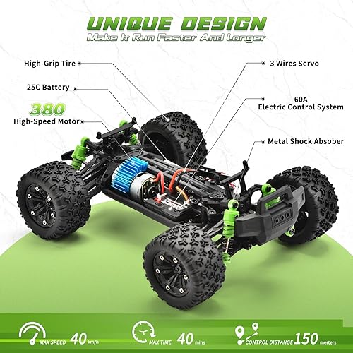 Miniatura 4 de WIAORCHI Auto RC todo terreno 118, vehículo eléctrico 4WD de alta velocidad de 36 KPH con control remoto de 2.4 GHz, camiones RC todoterreno