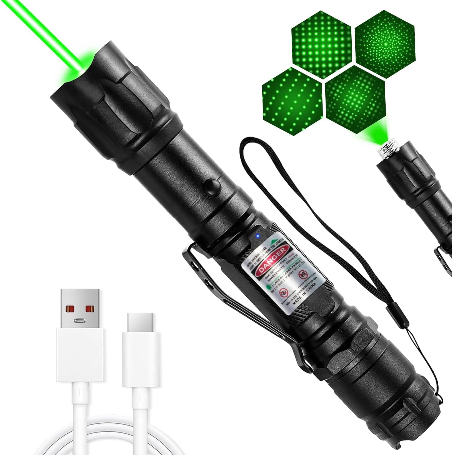 LUEIIN Long Range Laser Pointer High Power, Rechargeable Green Laser Pointer for Presentations