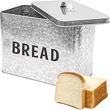 Saratoga Home Farmhouse Bread Box Extra Large, 30% Thicker Stainless Steel Bread Box for Kitchen Countertop, Fits 3+ Loaves, Galvanized Rustic Breadbox, Metal Bread Box, Vintage Bread Box, Retro Box