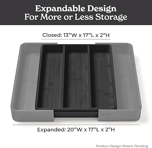 Miniatura 3 de SMIRLY Organizador de cubiertos de bambú para cajón, organizador de cajones de cocina expandible, organizador de utensilios de cocina para cajones