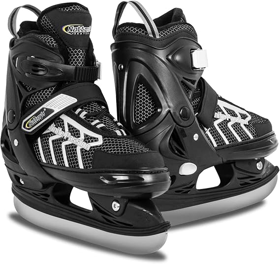 Nattork Adjustable Kids Ice Skate for Boys Girls Adult, Soft Padding and Reinforced Ankle Support Ice Hockey Skates for Beginners