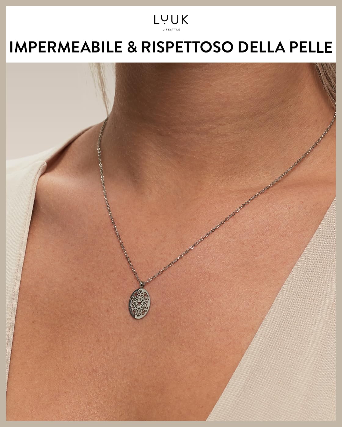 LUUK LIFESTYLE Collane femminili in acciaio inossidabile con fini ciondoli portafortuna, dedica HAPPINESS, regalo, argento, oro, oro rosa