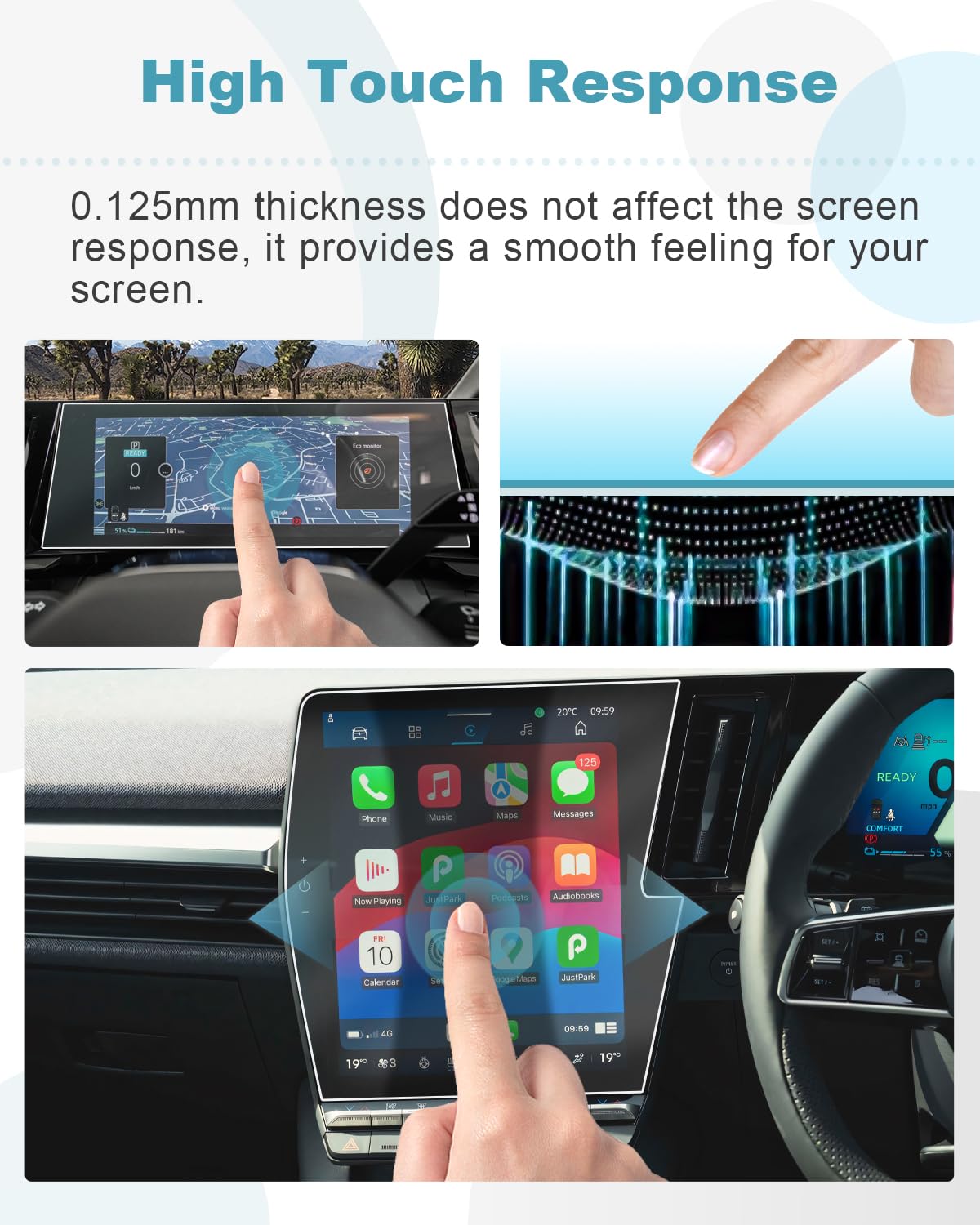 CDEFG Compatible con Renault Austral/Espace 6 VI/Rafale/Megane E-Tech Hybrid 2024 2023 Navegación y Panel de Instrumentos Película Protectora 4H GPS Protector de Pantalla Navi Accesorios 4 Piezas