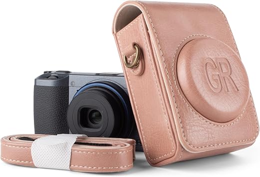 kinokoo Case for Ricoh GR IV, PU Leather Texture Protective Cover for Ricoh GR/GR III/GR IIIX/GR IV Digitals Cameras with Adjustable Shoulder Strap - with Belt Loop on the Bag Back - Pink