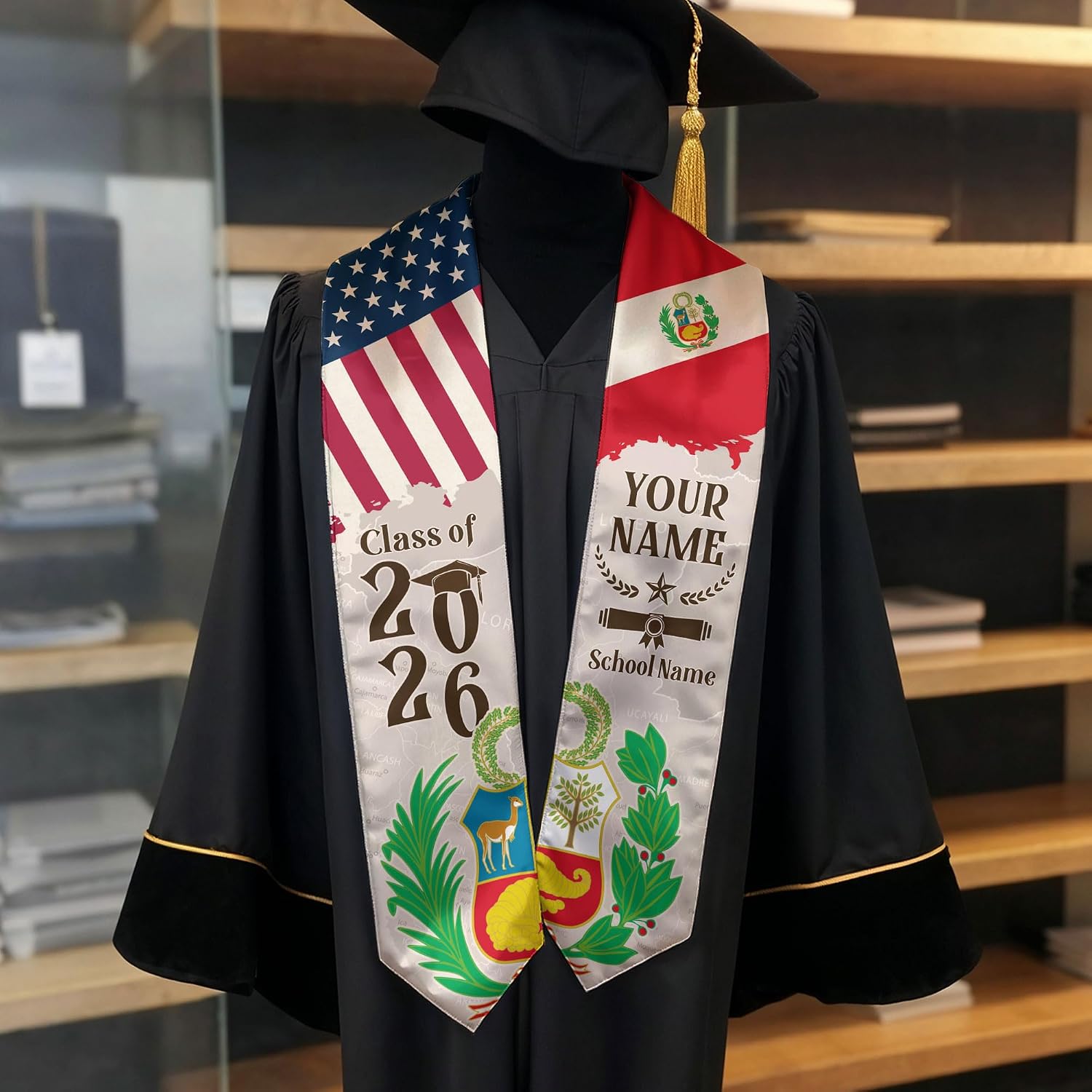 Customized Peruvian Graduation Stole, Peru Stole, Custom Stoles for Graduation 2026, Class of 2026 Sash