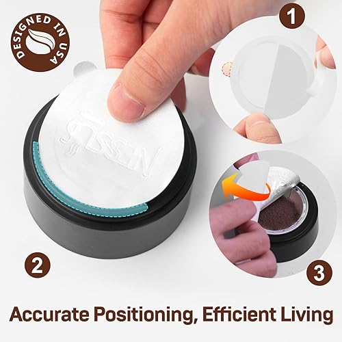 Miniatura 2 de Nessus Vertuo - Kit de cápsulas reutilizables y tapas de papel de aluminio, [ALSeal EZ FIT] para cápsulas Nespresso Vertuoline, 50 láminas, un