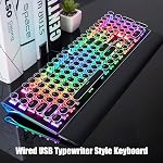 RK ROYAL KLUDGE S108 Style de machine à écrire Rétro mécanique jeu clavier filé avec Vrai RGB Restauré de poignet collapsible rétroéclairé 108-Key Capuchon-clé rond de l'interrupteur bleu - noir