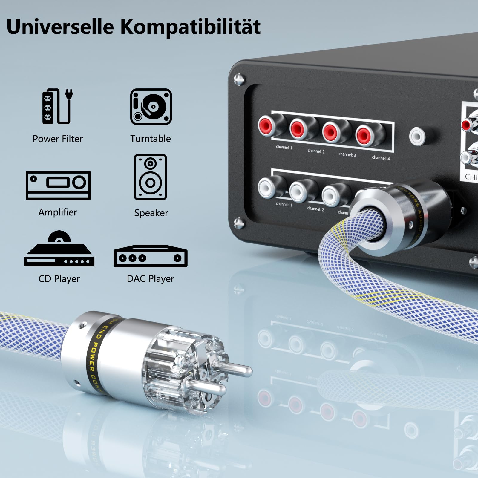 Audiophile - Cavo di alimentazione HiFi 10 AWG, cavo di alimentazione HiFi 125 V/15 A, IEC320-C15, spina femmina per altoparlanti, subwoofer, giradischi, amplificatore (1 M/3,3 piedi)