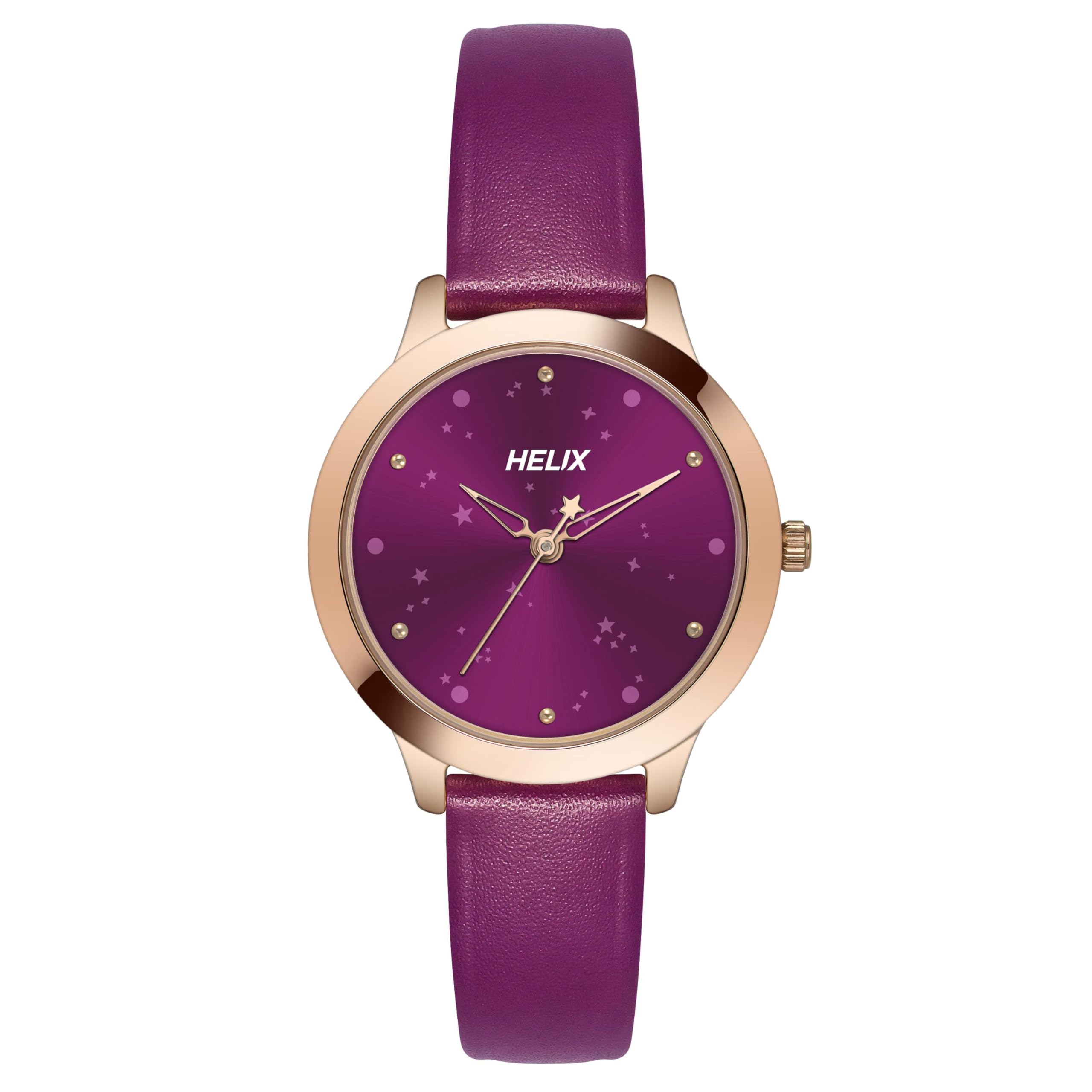 Helix By Timex Magenta Round Analog Watches for Women | Quartz Movement Leather Strap Ladies Watches | Upto 30 m Water Resistance with Buckle Closure | Gift for Women TW022HL32 (B0D76251LB) Amazon Price History, Amazon Price Tracker