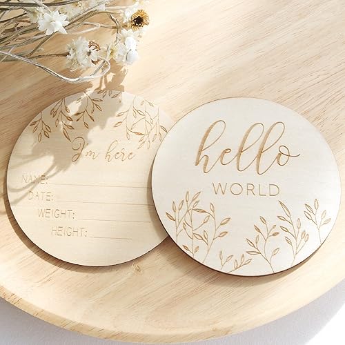 Miniatura 7 de LifeTree Juego de manta para recién nacido con sombrero y lazo a juego, tarjeta de anuncio de nacimiento de madera, manta floral para recién nacido,