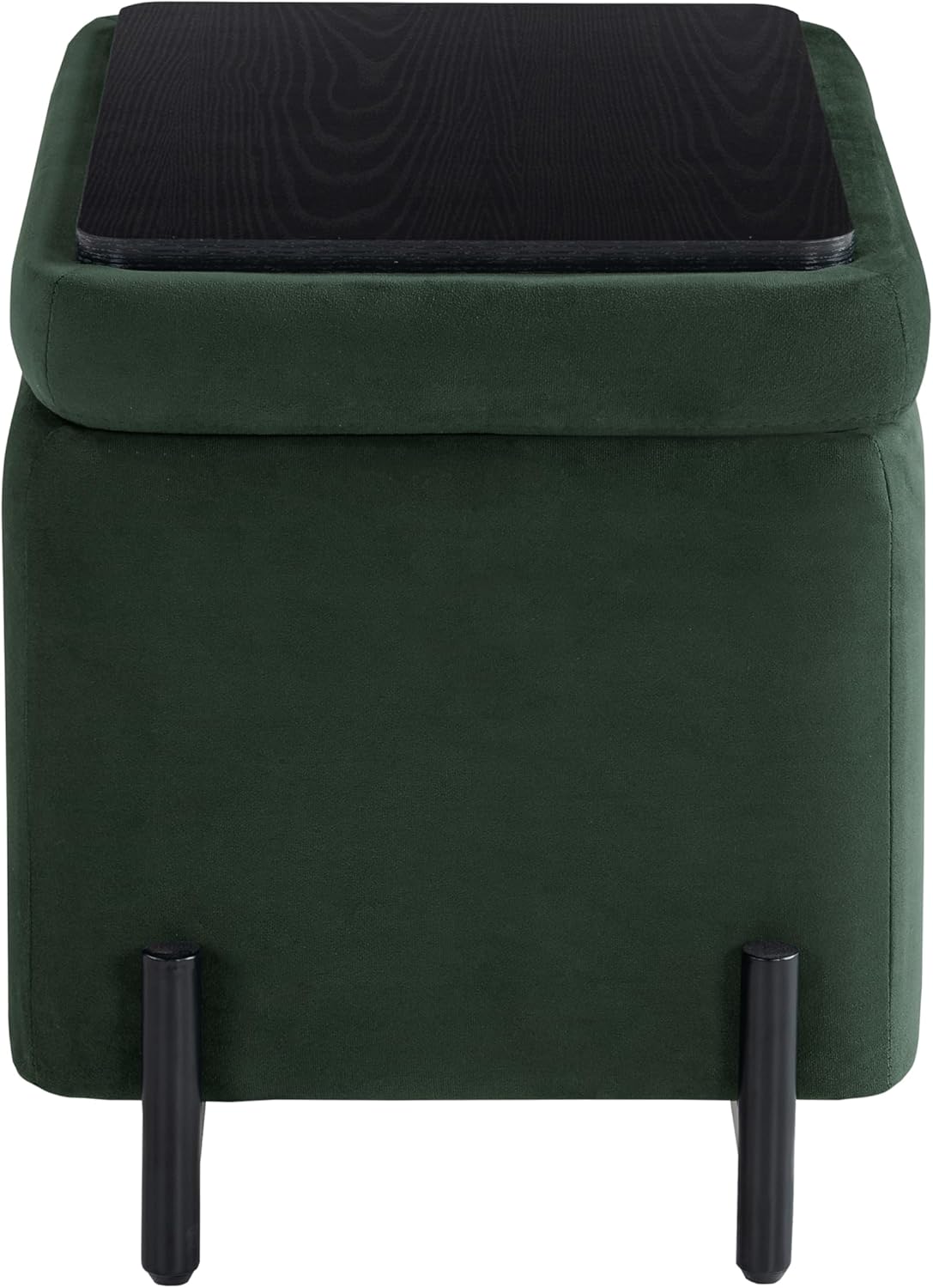 Studio Living Connor 24” Small Storage Ottoman with Reversible Tray Lid, Velvet Upholstered Footrest & Accent Bench, Hidden Storage, Metal Legs, Modern Boho Design, Green