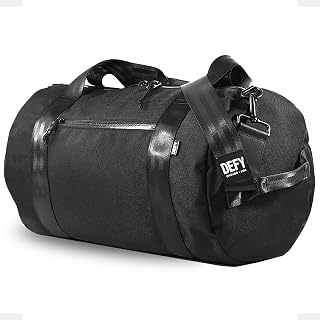 DEFY The Ultimate Overnighter Duffle Bag | Ballistic Nylon Gym/Travel Bag | 36 Liter, Large Weekender Bag, Travel Duffel Bag | Water Repellent Gym Bags For Men & Women (Black)