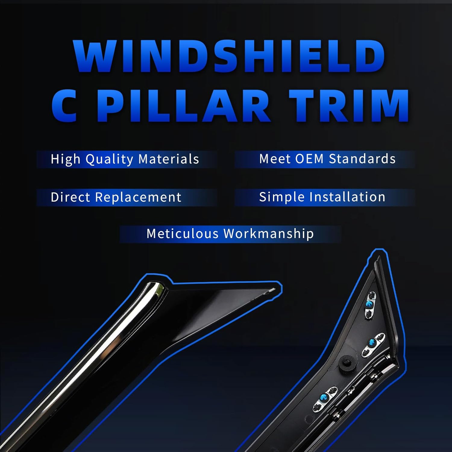 C Pillar Driver Side and Passenger Side Rear Quarter Panel Molding Compatible with Nissan Maxima 2016-2021 Replace OE 78872-9DD0A 78873-9DD0A