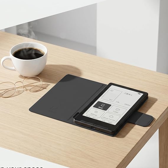 ZhaoCo Xteink X4用マグネット式ケースブックフォリオカバー、ブラック。
